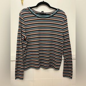 3X retro striped long sleeve tee